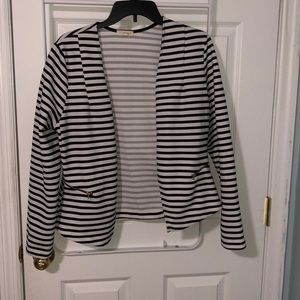 KAII XL Striped Blazer with Zipper Pockets